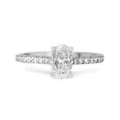 18ct White Gold Oval Solitaire Diamond Ring