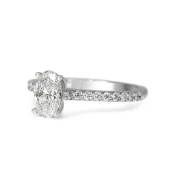18ct White Gold Oval Solitaire Diamond Ring
