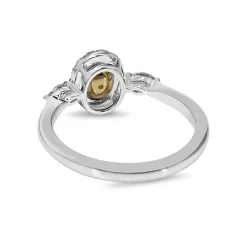 18ct White Gold Oval Yellow Diamond Halo Ring