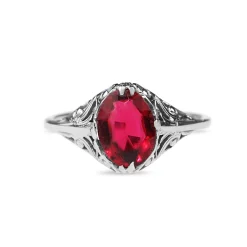 14ct White Gold Paste Vintage Ring