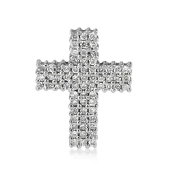 14ct White Gold Pavé Diamond Cross Pendant