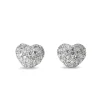 18ct White Gold Pavé Diamond Heart Stud Earrings