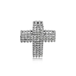 14ct White Gold Pavé Diamond Cross Pendant