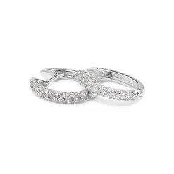 18ct White Gold Pavé Diamond Hoop Earrings