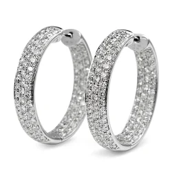 18ct White Gold Pavè Diamond Hoop Earrings