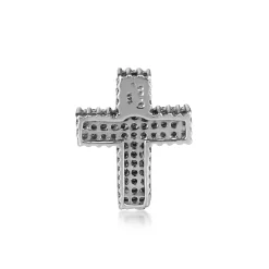 14ct White Gold Pavé Diamond Cross Pendant
