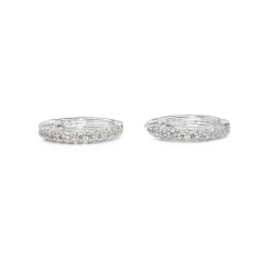 18ct White Gold Pavé Diamond Hoop Earrings