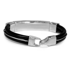 18ct White Gold Pavé Diamond and Neoprene Bracelet
