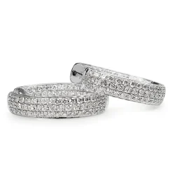 18ct White Gold Pavè Diamond Hoop Earrings