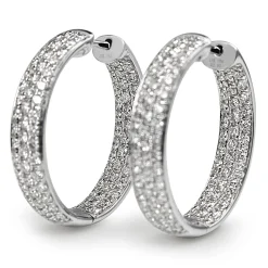 18ct White Gold Pavè Diamond Hoop Earrings