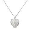 14ct White Gold Pavé Heart Diamond Necklace