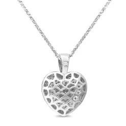 14ct White Gold Pavé Heart Diamond Necklace