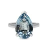 18ct White Gold Pear Aquamarine Solitaire Ring