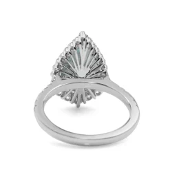 18ct White Gold Pear Aquamarine and Diamond Halo Ring