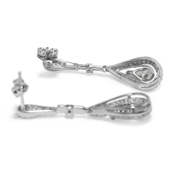 14ct White Gold Pear Diamond Drop Earrings