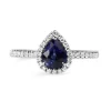 18ct White Gold Pear Sapphire and Diamond Halo Ring