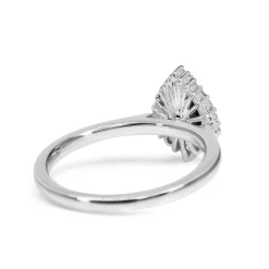18ct White Gold Pear Sapphire Halo Ring