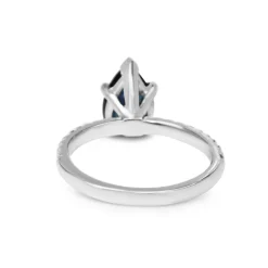 18ct White Gold Pear Sapphire Solitaire and Diamond Ring