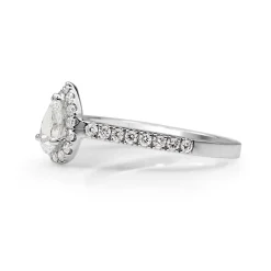 18ct White Gold Pear Shape Diamond Halo Ring