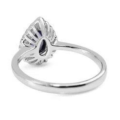 9ct White Gold Pear Tanzanite and Diamond Halo Ring