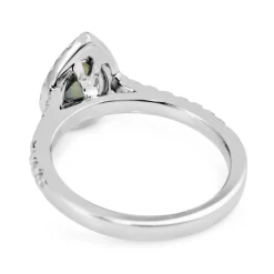 18ct White Gold Pear Teal Sapphire and Diamond Halo Ring