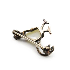 18ct White Gold Pearl and Ruby 'Rooster' Brooch