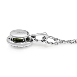 18ct White Gold Peridot and Diamond Halo Pendant
