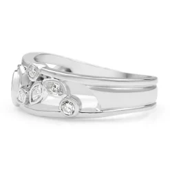 9ct White Gold Pierced Out Diamond Band Ring
