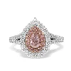 18ct White Gold Pink and White Pear Diamond Halo Ring