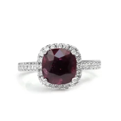 18ct White Gold Pink Sapphire and Diamond Halo Ring