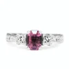 14ct White Gold Pink Sapphire and Diamond 3 Stone Ring