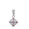 9ct White Gold Pink Sapphire and Diamond Deco Style Pendant
