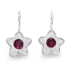 9ct White Gold Pink Sapphire Star Earrings
