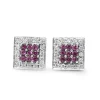 14ct White Gold Pink Sapphire and Diamond Stud Earrings