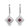 9ct White Gold Pink Sapphire and Diamond Drop Earrings