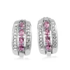 14ct White Gold Pink Sapphire and Diamond Earrings