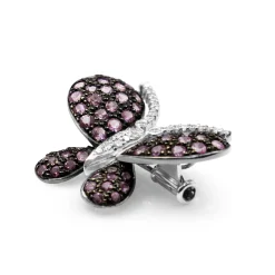 18ct White Gold Pink Sapphire and Diamond Butterfly Brooch
