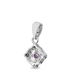 9ct White Gold Pink Sapphire and Diamond Deco Style Pendant