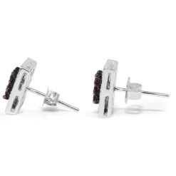 14ct White Gold Pink Sapphire and Diamond Stud Earrings