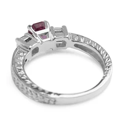 14ct White Gold Pink Sapphire and Diamond 3 Stone Ring