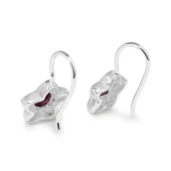 9ct White Gold Pink Sapphire Star Earrings