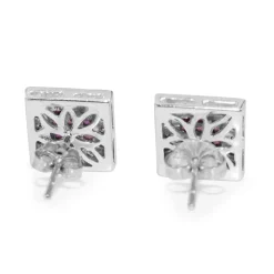 14ct White Gold Pink Sapphire and Diamond Stud Earrings