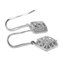 9ct White Gold Pink Sapphire and Diamond Drop Earrings