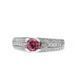 18ct White Gold Pink Tourmaline and Diamond Ring