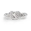 18ct White Gold Princess and Trillion Diamond 3 Stone Ring