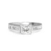 18ct White Gold Princess and Baguette Diamond Solitaire Ring
