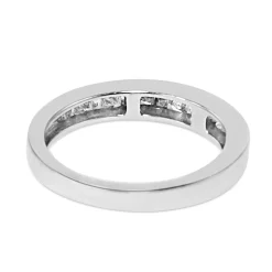 14ct White Gold Princess and Baguette Cut Diamond Band Ring
