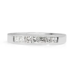 18ct White Gold Princess Cut Diamond Band