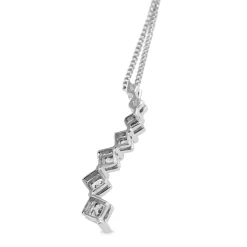 14ct White Gold Princess Cut Diamond Drop Necklace