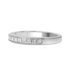 18ct White Gold Princess Cut Diamond Band Ring